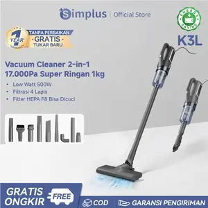 【SPECIAL PROMO】Simplus Vacuum Cleaner 17.000Pa 2-in-1 Genggam & Tegak – Penyedot Debu Rumah, HEPA Filter F8, Super Ringan 1kg, Tersedia 9 Aksesori Tambahan Bergaransi Satu Tahun XCQH008-HPC