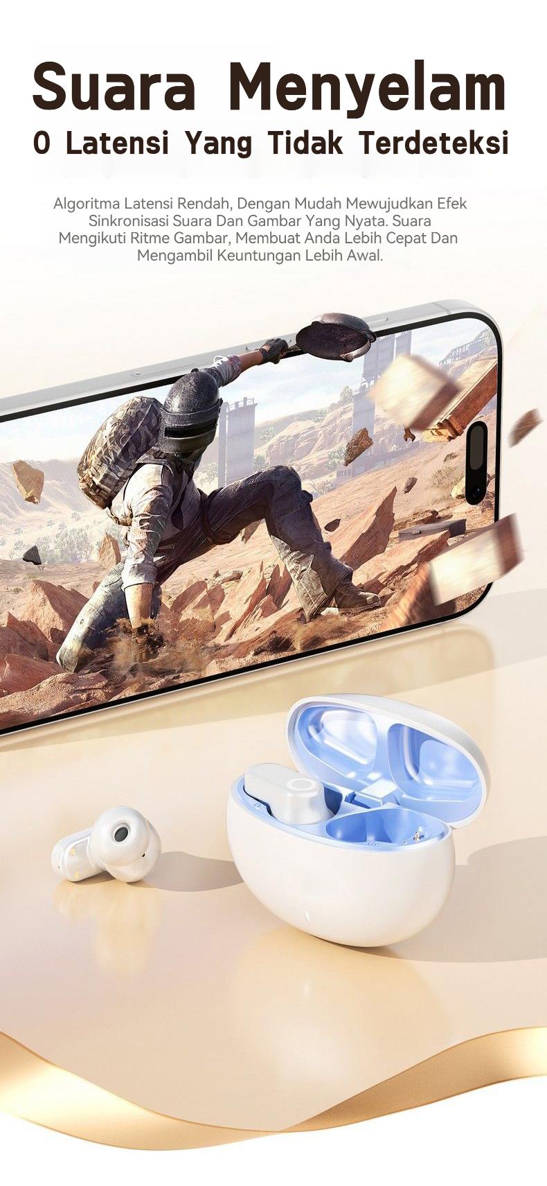 Yincoree TWS J16C Bluetooth Headphone 6.0 AirPods nirkabel ear plug stereo bass latensi rendah HIFI tahan air olahraga stereo headphone HD musik panggilan permainan headphone olahraga, untuk iOS / Android