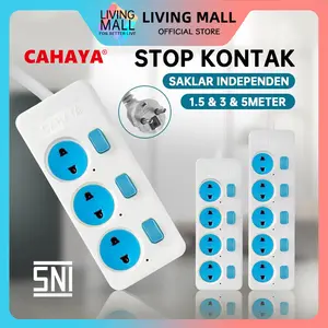 Stop Kontak Gepeng Kabel Saklar 1.5/3/5M & 3/4/5 Lubang SNI / Merk CAHAYA SC-793/4/5 S79