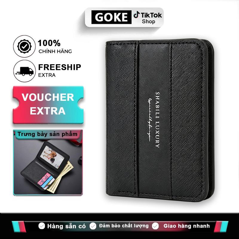 Goke Ví tiền, ví nam, ví nữ, ngăn đựng thẻ, ví gấp đôi, ví đựng tiền xu, nhiều khe chứa thẻ, siêu mỏng và dễ mang theo, thời trang đẹp mắt, dung tích lớn và đa chức năng, làm từ da PU chất lượng cao. 716