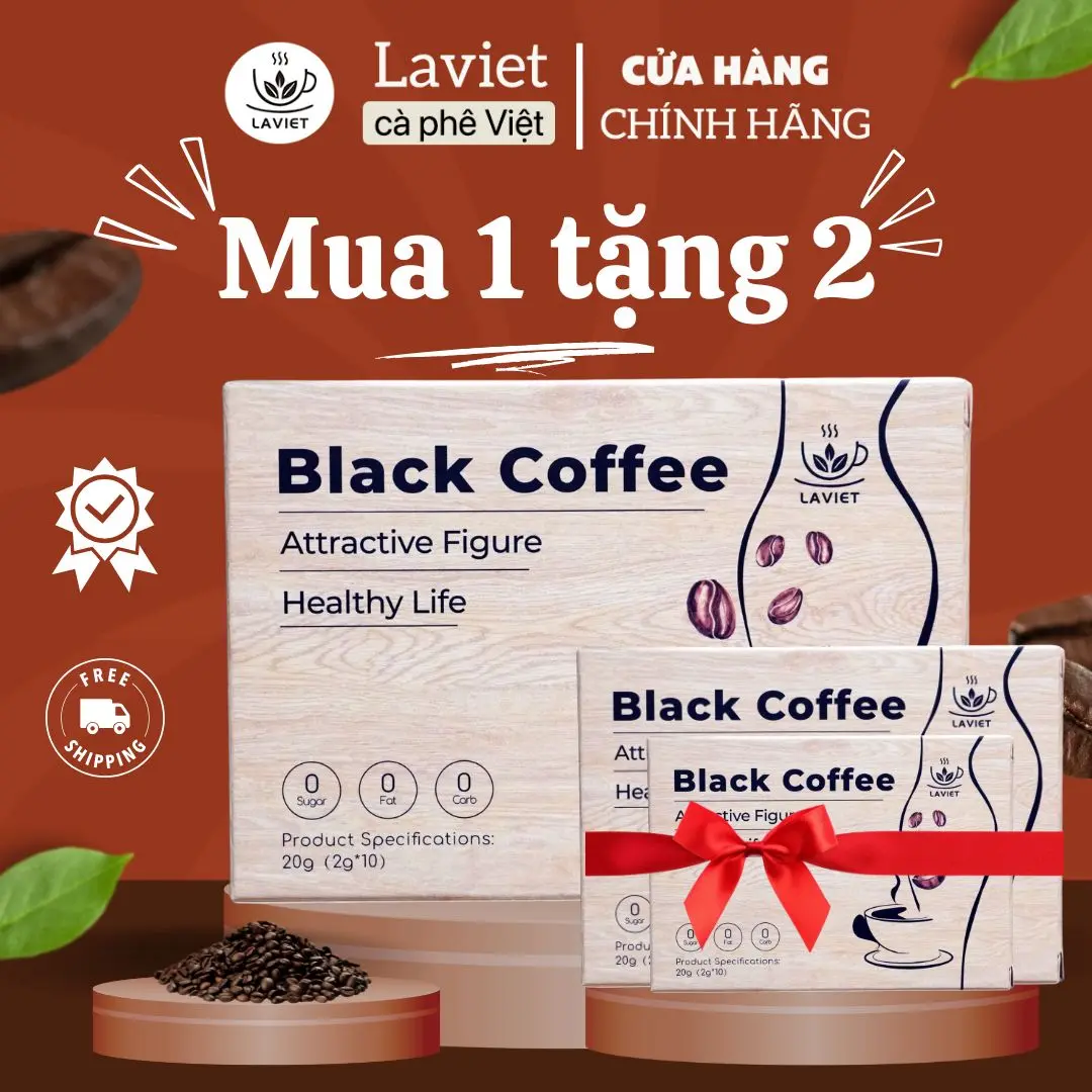 [MUA 1 TẶNG 2] Cà phê đen hòa tan Laviet Black Coffee 2g ( không đường) Coffee Cafe