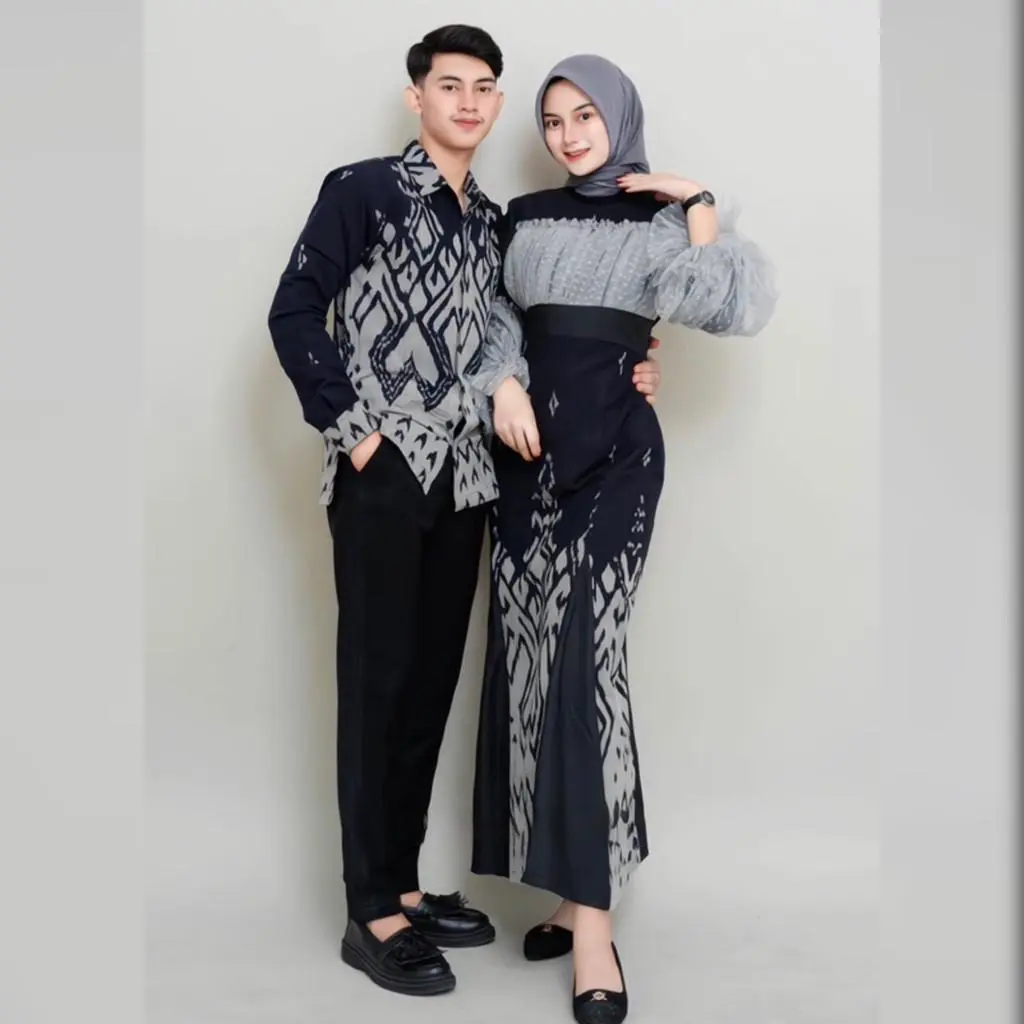 set pakaian couple EVA BOUTIQUE - Baju Couple Tenun Rahayu Series Black Dress Rahayu Set Kemeja batik pasangan Kain Setelan Sarimbit Kondangan Keluarga Wanita tali pinggang xxl modern regular tunangan remaja xl baju lamaran couple 2024 elegan tulle 2025