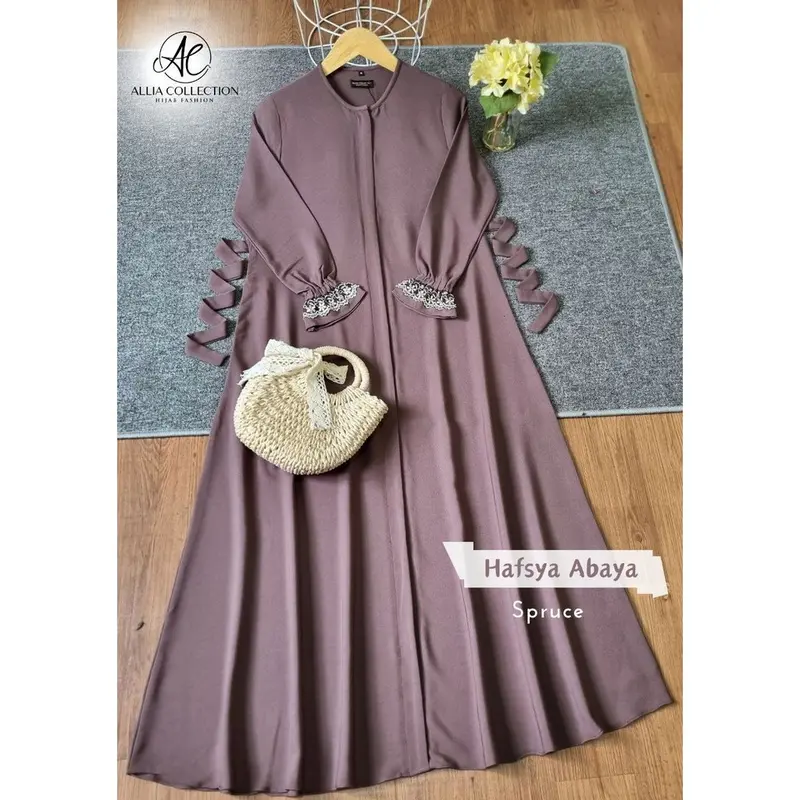 Hafsya Dress by Allia Collection | resleting depan Gamis Zipper Mewah 4