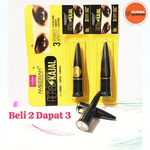 ( Buy 2 get 1 ) Celak Mata Ameerah/Kajal Herbul Ameerah Original Eyeliner Almond Hitam Penebal