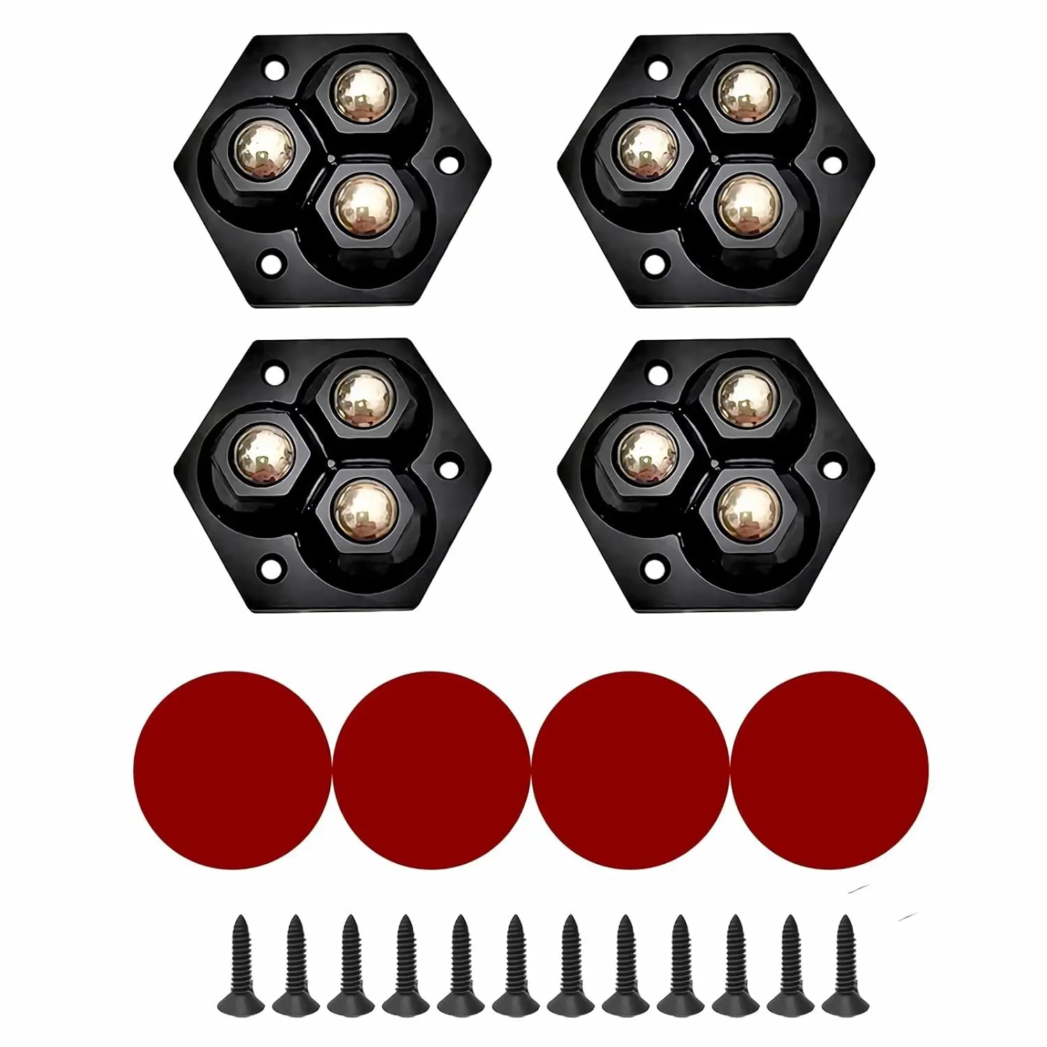 Bánh xe con lăn tự dính, 4 cái, được làm bằng vòng bi thép không gỉ, bánh xe xoay 360 độ, thích hợp cho thiết bị nhà bếp, đồ Nội Thất Nhỏ hộp lưu trữ và thùng rác