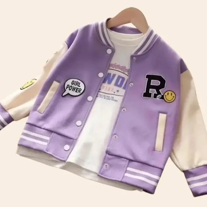 KG R SMILE KIDS JACKET BOMBER - JACKET BASEBALL ANAK - BAHAN FLEECE GRAMASI 240 - DETAIL SABLON - SWEATER BOMBER ANAK-ANAK 5