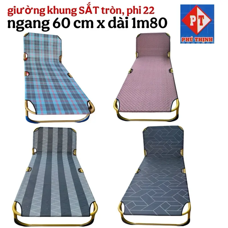 GIƯỜNG VĂN PHÒNG, khung sắt tròn, vải lưới textilen vừa ngồi vừa nằm, ngang 60 cm x dài 1m80