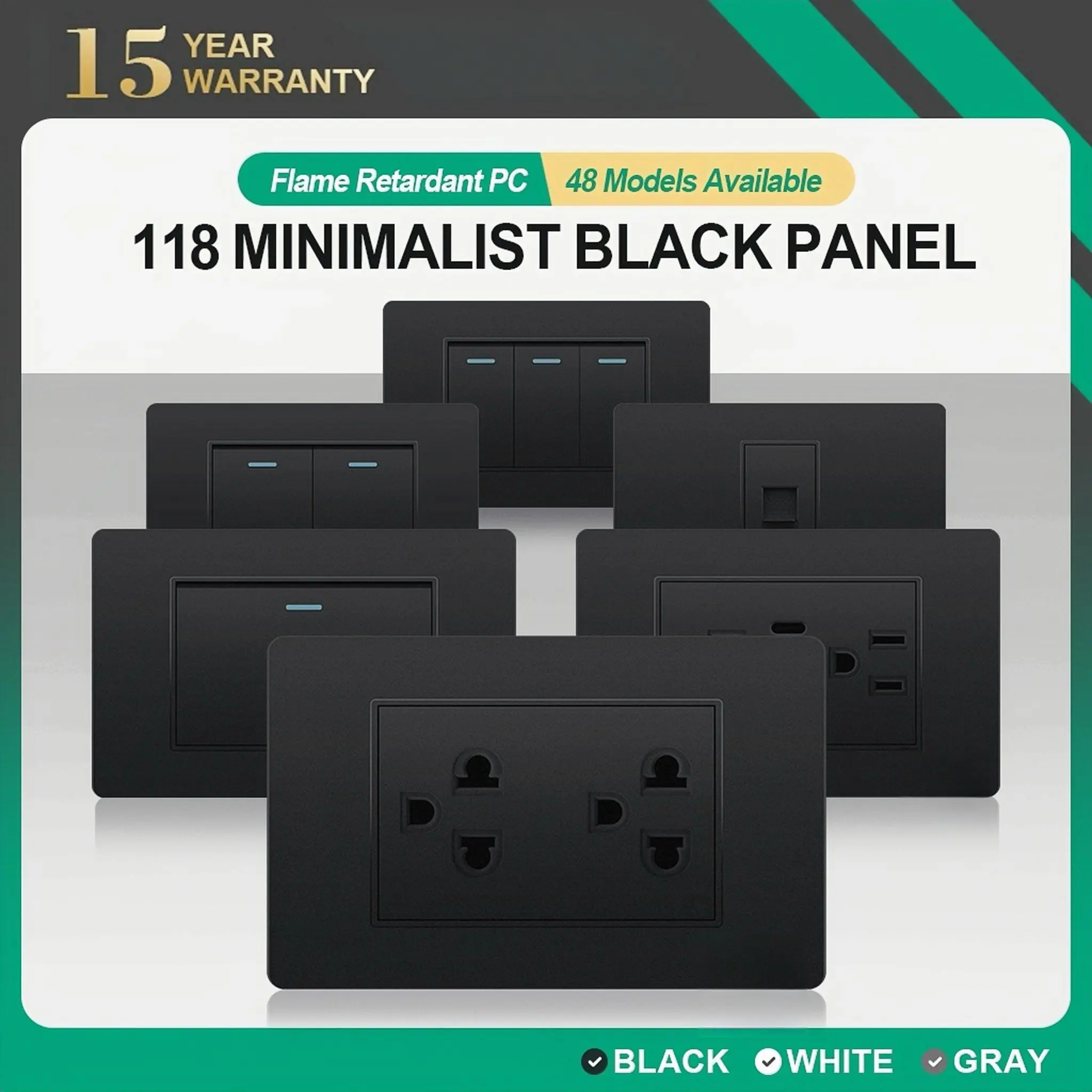 GeoStar Black SUPER Wide Series 1, 2, 3 Gang Switch/Outlet