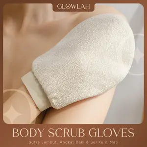 Glowlah Body Scrub Gloves 150D Fine Yarn — Sarung Tangan Eksfoliasi Sutra Lembut, Angkat Daki & Sel Kulit Mati