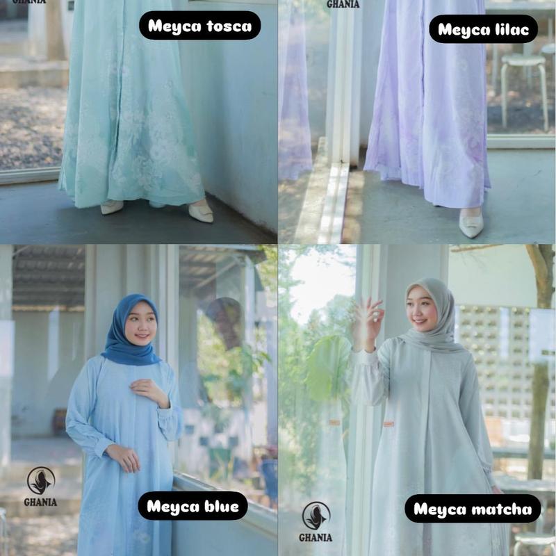 Meycha Ghania Dress Cantik simple Elegant Terbaru Bahan Silk Malika Gamis Mewah 6