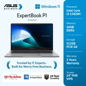 Asus ExpertBook P1403CVA-S65150WS [i5-13420H|RAM 16GB|SSD 512GB|Win11|OHS24+365]