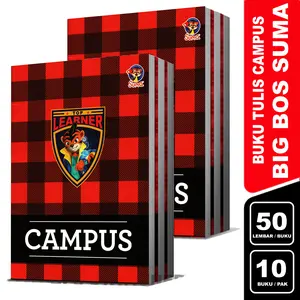 Buku Tulis CAMPUS SUMA 50 Lembar 1 pak isi 10 Buku Tulis Ukuran Boxy ( Big Bos ) Kertas Paper Stationery