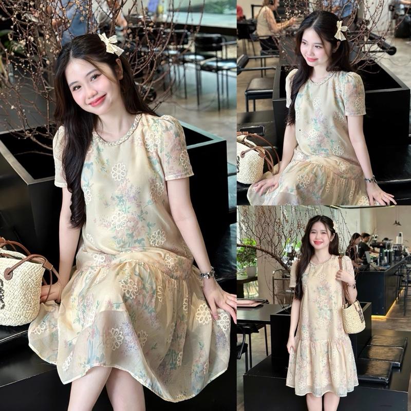  Đầm bầu Tết Halley cổ tết tiểu thư voan tơ form đuôi cá thanh lịch gọn dáng cho mẹ mang bầu và sau sinh kiểu dáng sang trọng 