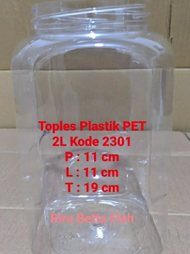 toples cupang 2 liter plastik kotak tanpa tutup