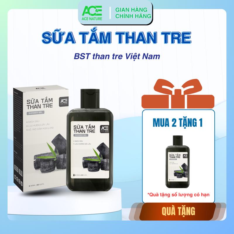    MUA 2 NHẬN 3  Sữa tắm nam than tre ACE NATURE 365ml cho nam thành phần thiên nhiên làm sạch sâu hỗ trợ giảm mụn lưng 