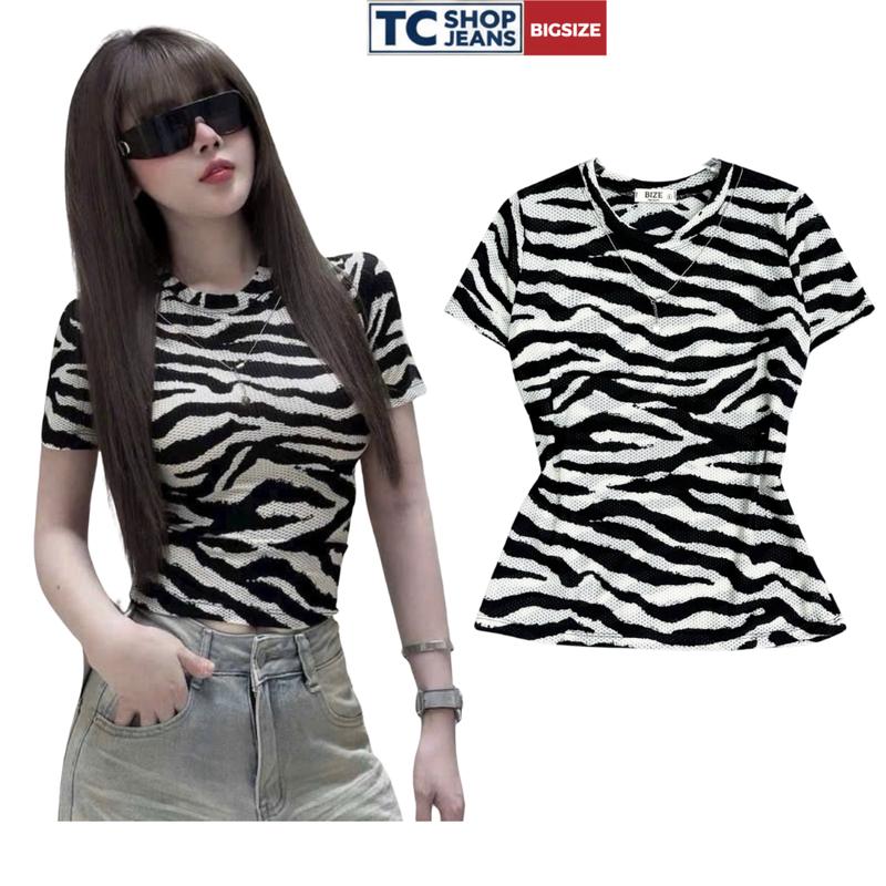 Áo thun nữ phối ren rằn ri BIZE bigsize 55-90kg chất ren su siêu giãn đi chơi, đi biển MS 9053