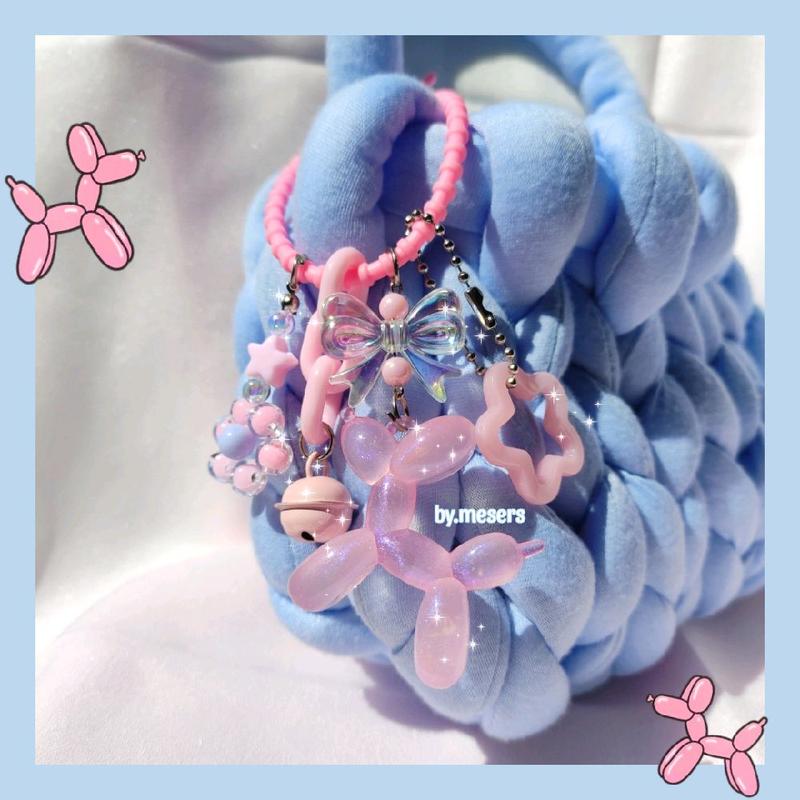 MESERS - Bag Charm Puddle - Gantungan Tas Balon Anjing Pink Hitam Putih Keychain 0