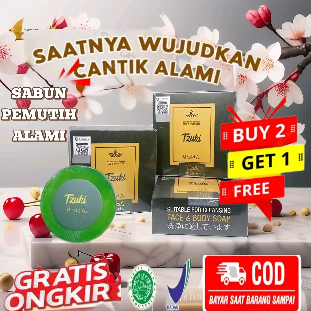 [BPOM] PROMO,,!! BELI 2 GRATIS 1 Sabun TZUKI Asli 100% Original - Varian Romansa - Mencerahkan, Elegant - Wangi, Soap pemutih badan Membersihkan Memutihkan gluta whitening soap sabun pemutih badan penghilang