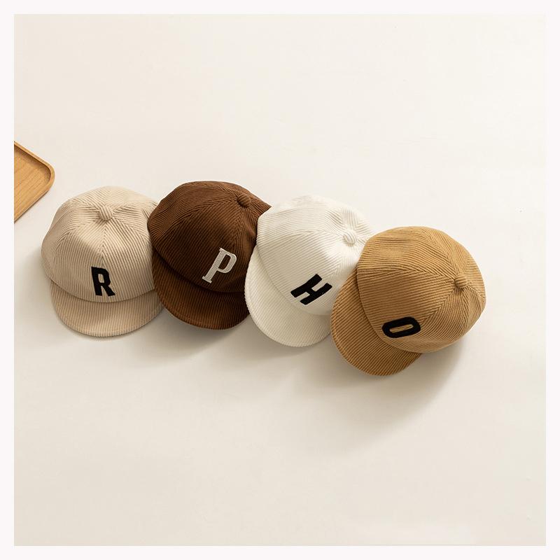 Product Introduction of 3-24M Corduroy Letter Baby Baseball Cap Solid Color Soft Brim Toddler Kids Peaked Caps Outdoor Adjustable Boy Girl Sun Hat 7