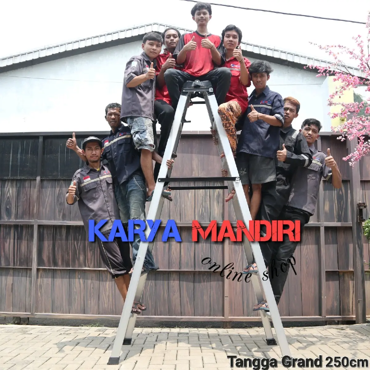 Tangga Lipat Aluminium super jumbo tahan beban 500kg - Ukuran 2,5 M / 250 Cm