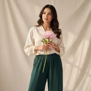 Fillan Wear Celana Kulot Panjang Wanita Polos Crinkle Airflow Pinggang Karet Loose Pants Kringkel Kulot Ibu Ibu Nyaman & Stylish