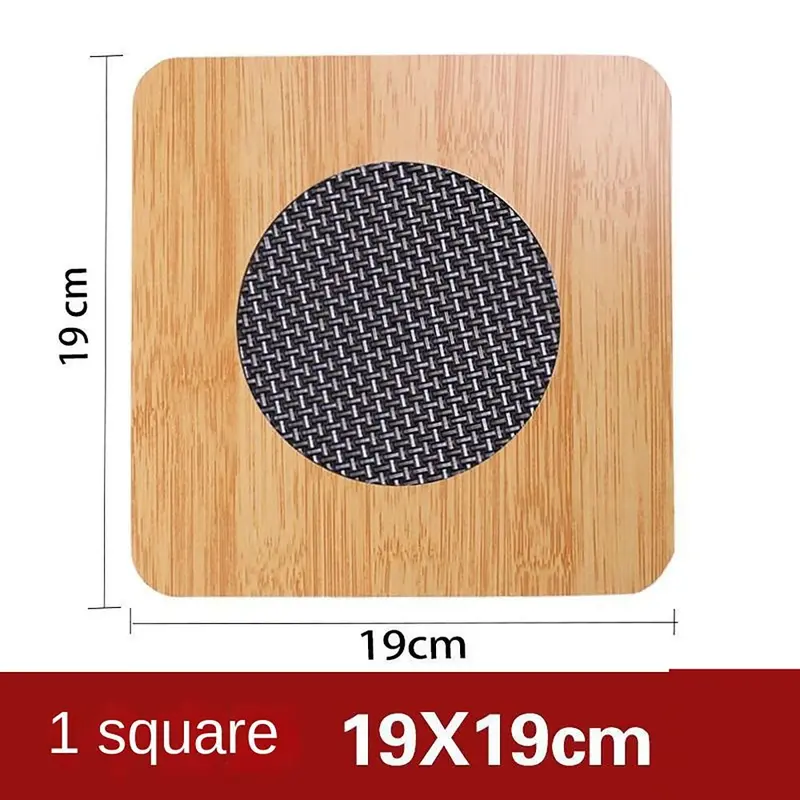 Tấm lót nhiệt bằng gỗ, thiết kế sáng tạo, với thảm chống trượt, hình tròn và hình vuông, tấm cách nhiệt, không thấm nước, đế lót ly, cho đồ dùng nhà bếp trong nhà bếp 3