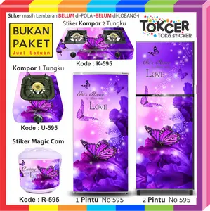 Stiker Kulkas/stiker Kompor/stiker Magicom KUPU-KUPU Ungu LOVE sticker