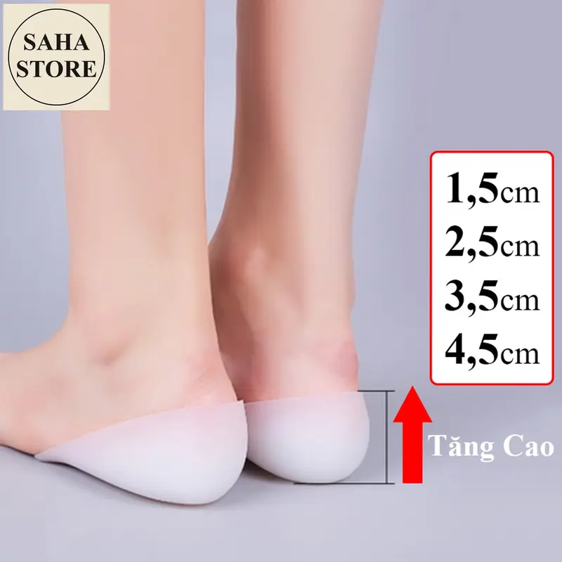 Miếng lót giày tăng chiều cao nam nữ SAHA924 silicon nửa bàn chân nâng gót độn đế giầy 1cm 1.5cm 2cm 3cm 4cm 5cm 3