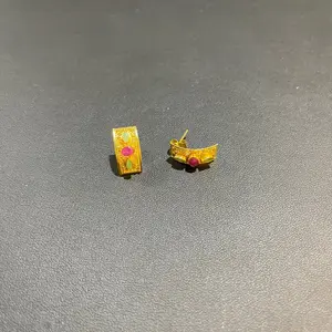 Sumpel / Giwang Perak Motif Kotak Rubi Zambrud