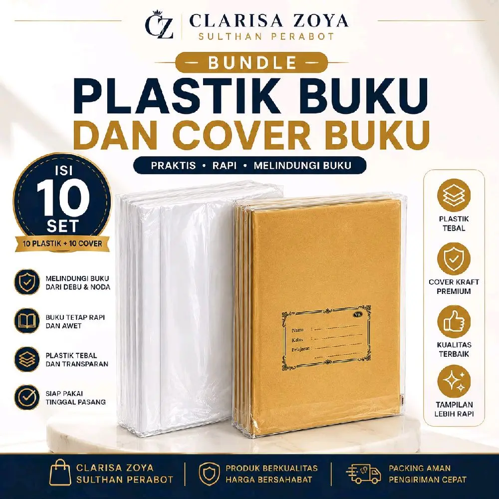 10 PCS Kertas Sampul & 10 PCS Plastik Buku Ukuran Boxi Dan Kwarto