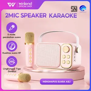 【COD】Winland speaker bluetooth karaoke speaker set ktv Cute Wireless Lucu Portabel Luar Ruangan Speaker Nirkabel Full Range 4 Way Computer Speakers Bass Jam wireless karaoke  speaker
