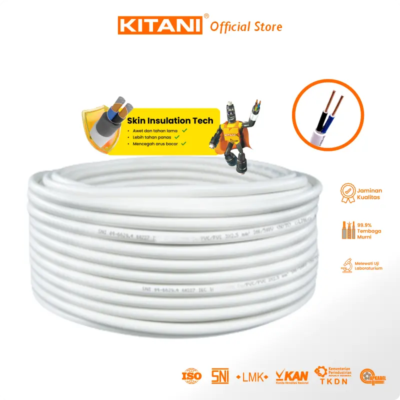 KITANI - NYM 2x1.5 mm² - 25 Meter - Kabel Tembaga Kawat