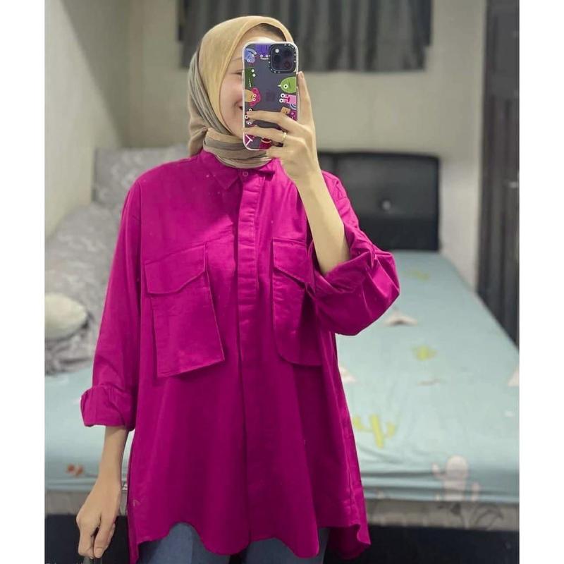Kemeja Pocket Rayon / Putri Blouse Kemeja Kerja Wanita