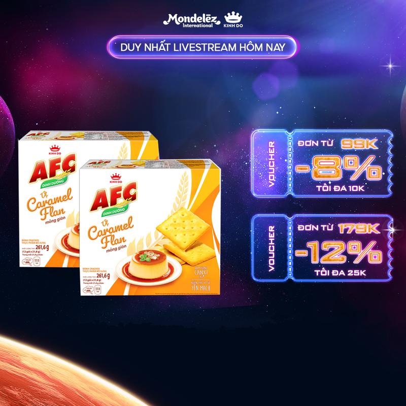 Combo 2 Hộp Bánh Quy Dinh Dưỡng AFC Vị Caramel Flan, Hộp 261.6g