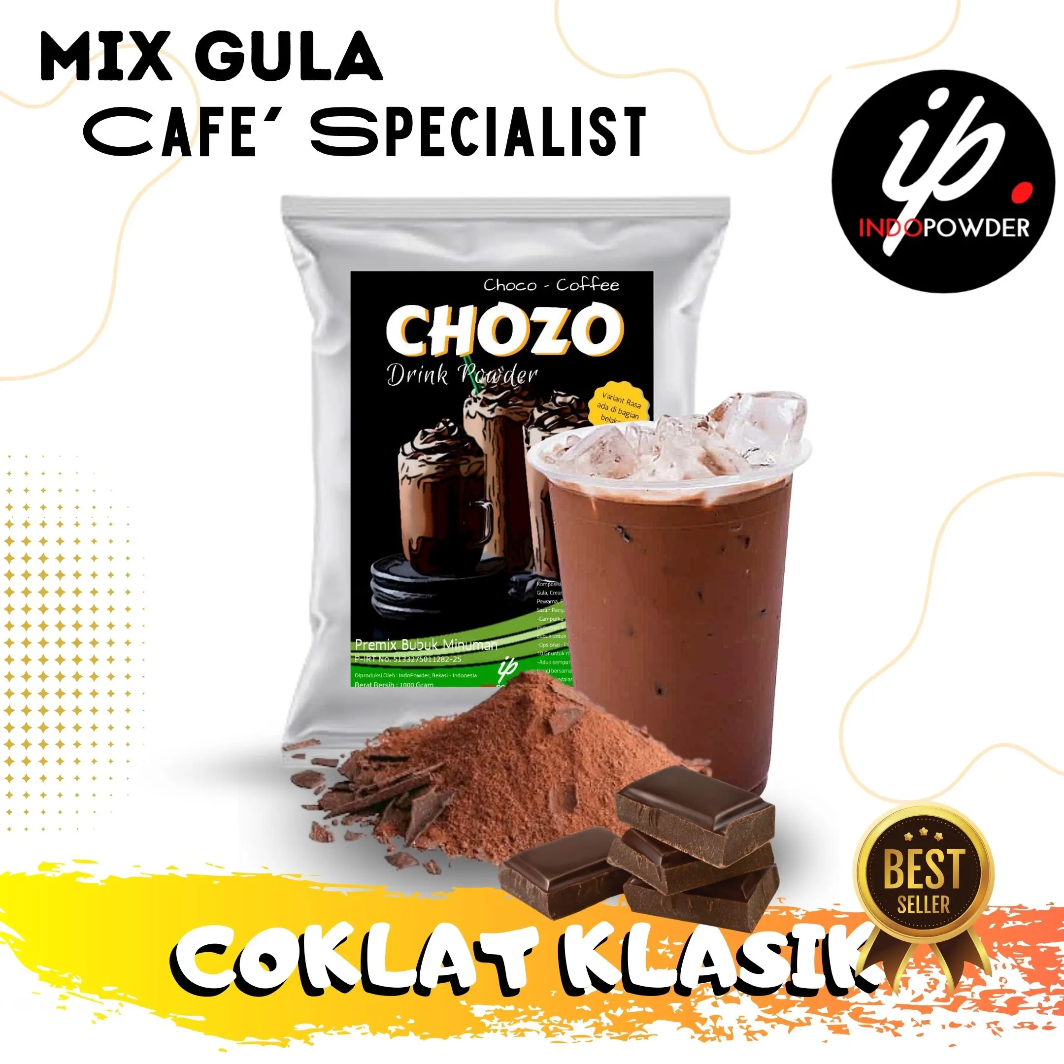Indopowder - Bubuk Minuman NYOKLAT KLASIK /COKLAT KLASIK 1Kg untuk Cafe, Waralaba dan Usaha Kekinian