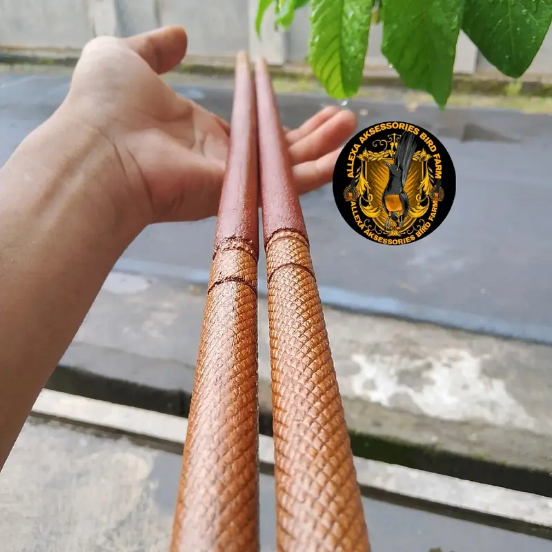 Tangkringan murai full amplas premium kayu jati tua pilihan motif sisik silang halus 3