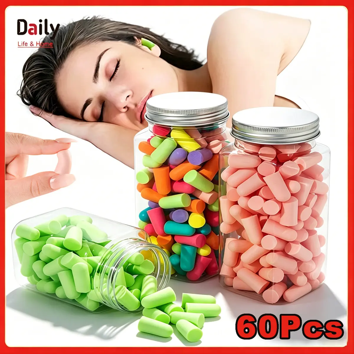 Penutup Telinga Anti Bising 60PCS Earplug Busa Memori Bentuk Peluru Reduksi 32dB, Peredam Suara Nyaman Tidak Sakit Telinga Untuk Pelajar Asrama