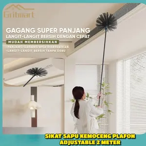 (COD)Sapu Sawang Plafon Sarang Laba Atap Langit Langit Rumah Panjang Retractable 2.3m