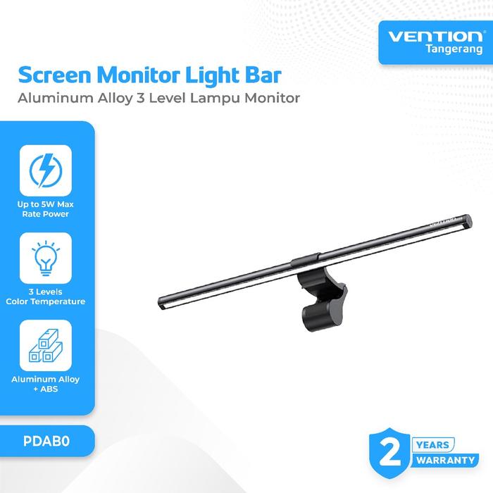 Gambar VENTION PDAB0 Screen Monitor LED Light Bar USB Asymmetric Lamp Source Gravity Clip Screen Monitor Black Aluminum Alloy 3 Level Lampu Baca Belajar Dimming Stepless Jepit dari ghanya Kab. Tangerang Tokopedia