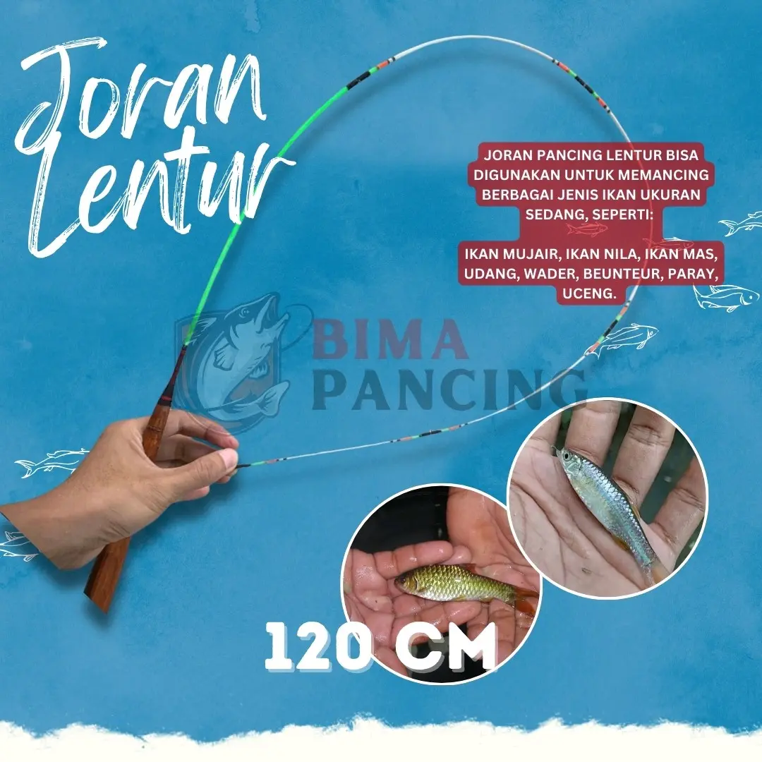 Joran Set Lentur Putih Kayu Coklat 120cm untuk Mancing di Sungai dan Kolam Ikan - Pancing