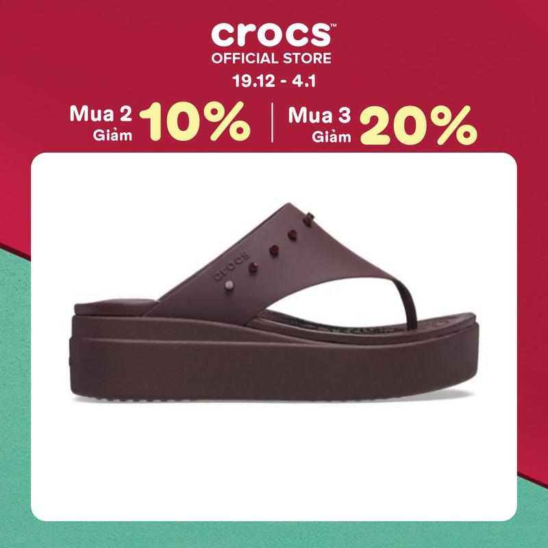  Dép Xỏ Ngón Đế Xuồng Nữ Crocs Brooklyn Studded - Dark Cherry - 209255-6WD 