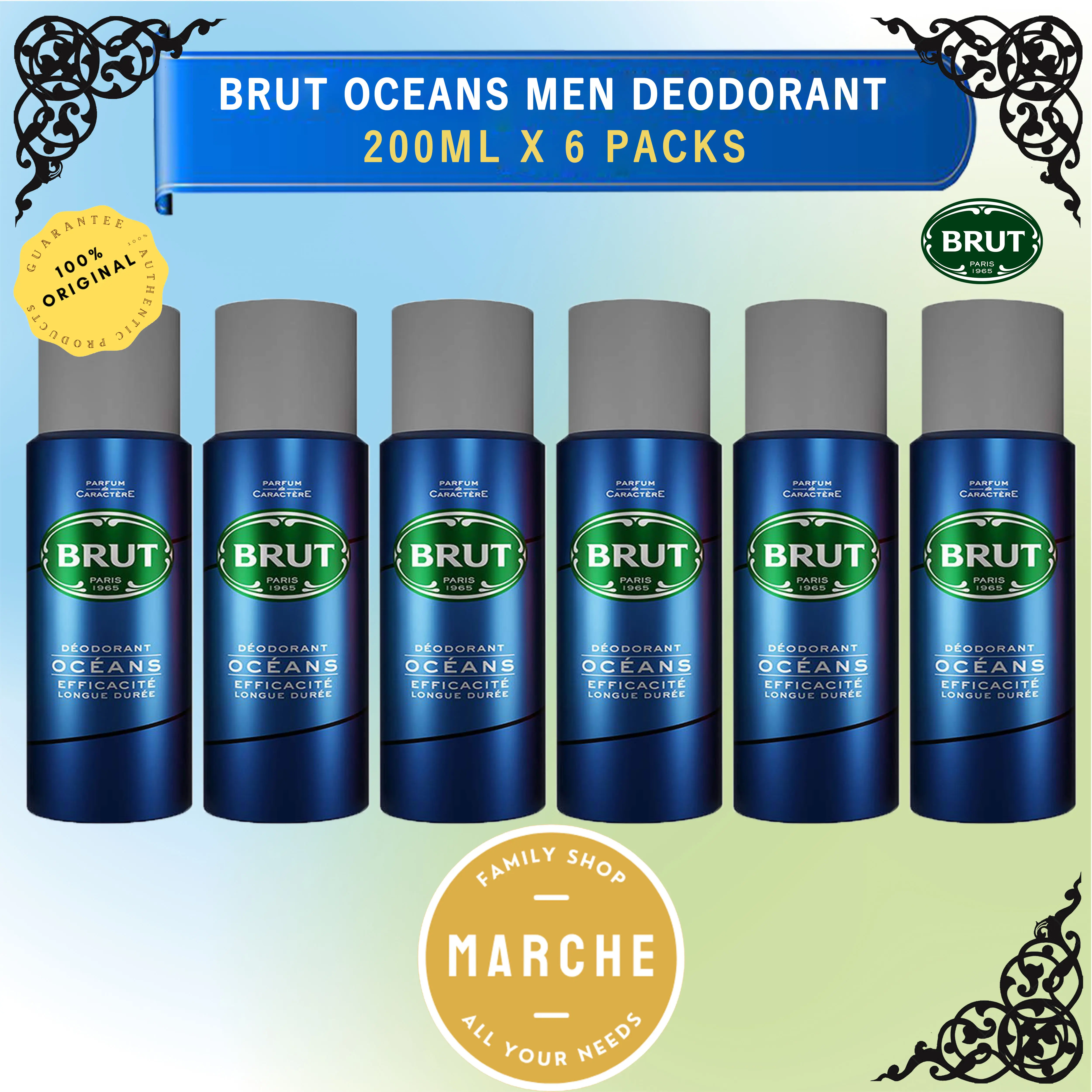 BRUT Oceans Parfums Prestige Deodorant Spray 200ml #MARCHE FAMILY SHOP# Body Care Pack