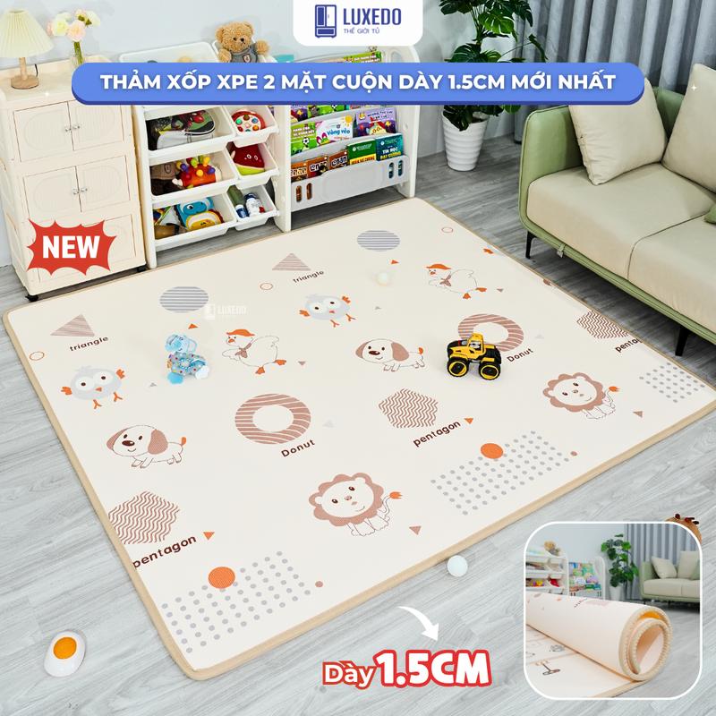   NEW 1.5CM  Thảm Cuộn XPE Pakey Cao Cấp Êm Ái Họa Tiết Ngộ Nghĩnh Thảm Trải Sàn Cho Bé Chơi Tập Bò Bảo Vệ Bé An Toàn 
