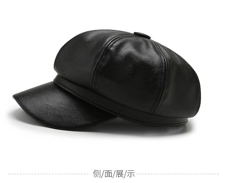 Product Introduction of Mũ Bát Giác, Da PU, Thiết Kế Đơn Giản, Phong Cách Trơn Thời Trang, Dành Cho Nam Và Nữ Da Đen, Phong Cách Hàn Quốc, Kiểu Mũ Vịt 4