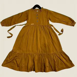 baju gamis anak perempuan bahan rayon twill untuk usia 2 - 10 tahun Lembut Muslim