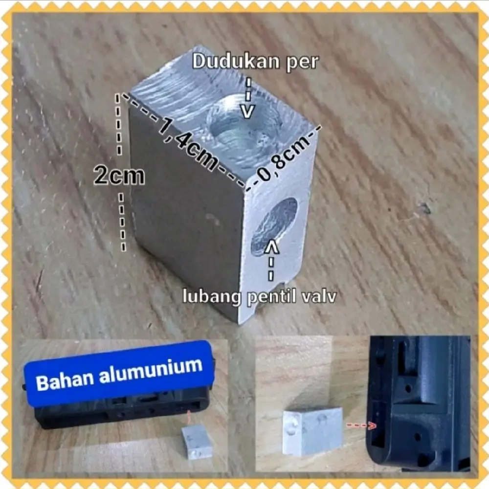 Shock pentil atau dudukan per L bahan aluminium