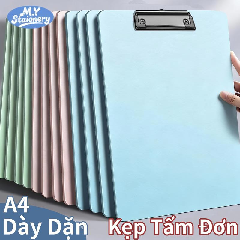  M.Y Bìa trình ký nhựa A4 đơn - Bìa kẹp hồ sơ nhựa giấy tài liệu kẹp hồ sơ A4 một mặt màu pastel học sinh văn phòng 