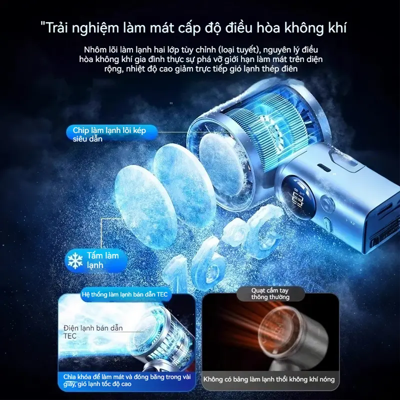 Qiangts Quạt sò lạnh  2027 Chế độ làm mát 0 độ, với 199 bánh răng tốc độ, Màn hình kỹ thuật số, Có Thể Sạc Lại 3000mAh, Động cơ không chổi than, Hỗ trợ cả ngoài trời và trong nhà | BigBuy360 - bigbuy360.vn