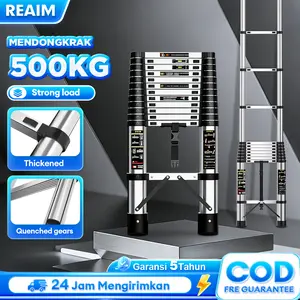 Reaim Tangga lipat aluminium teleskopik 1.9M-6.2M Multifungsi Telescopic Ladder Tangga Lurus