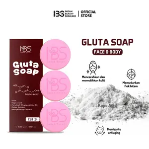 IBS Sabun Mandi Gluta Glow Brightening (3pcs Pink)  Membersihkan Mencerahkan Muka & Tubuh Dengan Kojic Acid